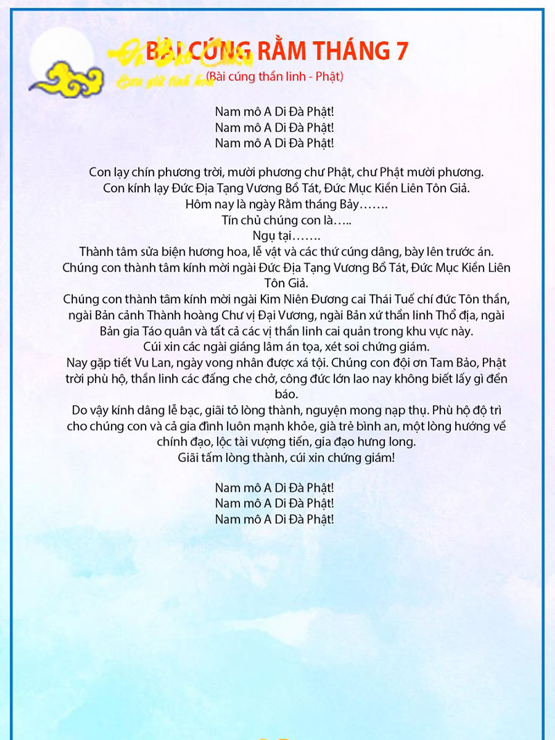 văn cúng rằm tháng 7 trong nhà - Hình 2