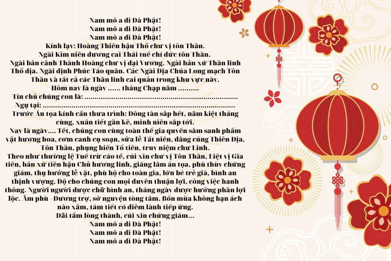 văn cúng tất niên cuối năm