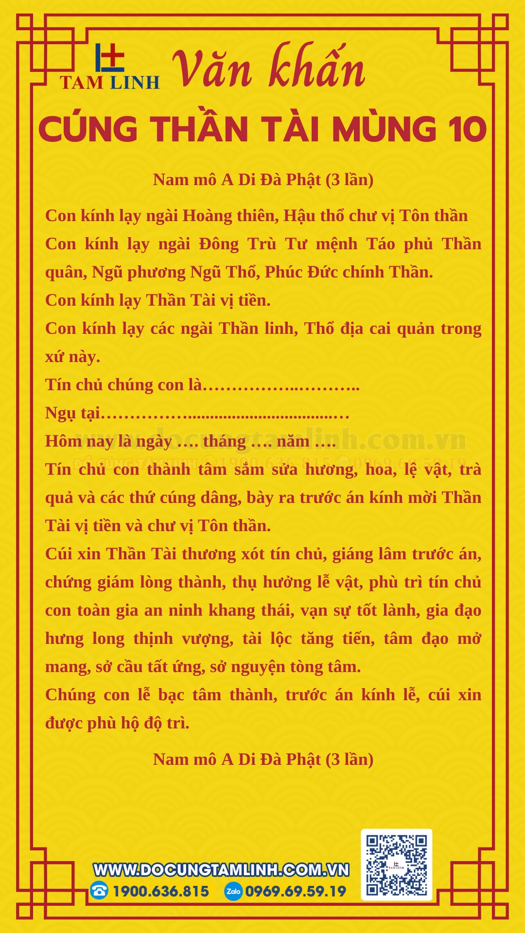 văn cúng thần tài thổ địa