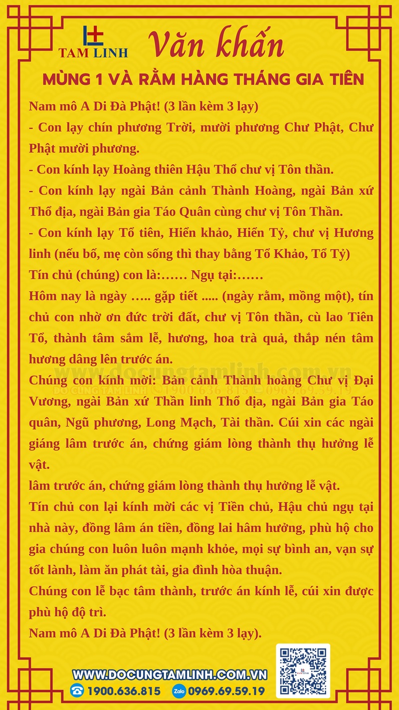 văn khấn cúng mùng 1