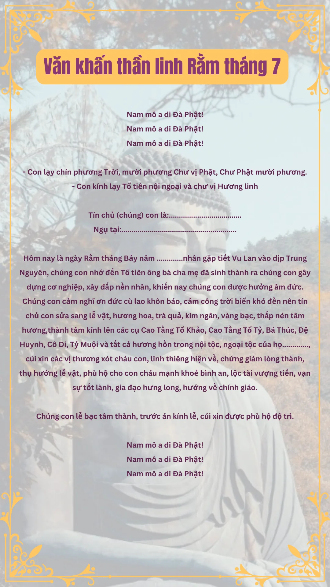 văn khấn cúng rằm tháng 7 thần linh - Hình 4