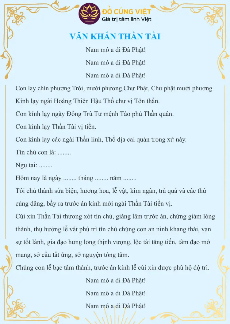 văn khấn cúng thần tài - Hình 2