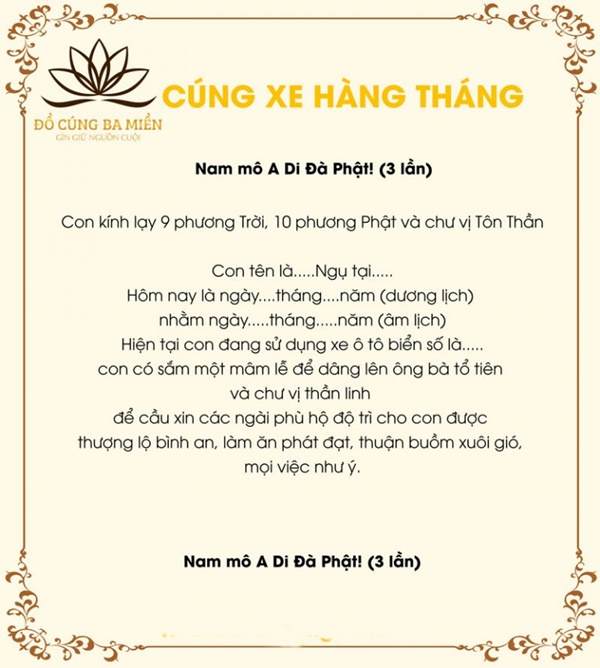 văn khấn cúng xe hàng tháng - Hình 3