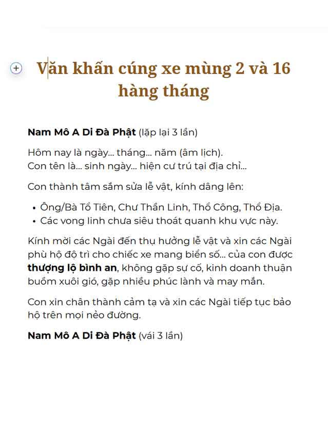 văn khấn cúng xe hàng tháng - Hình 4