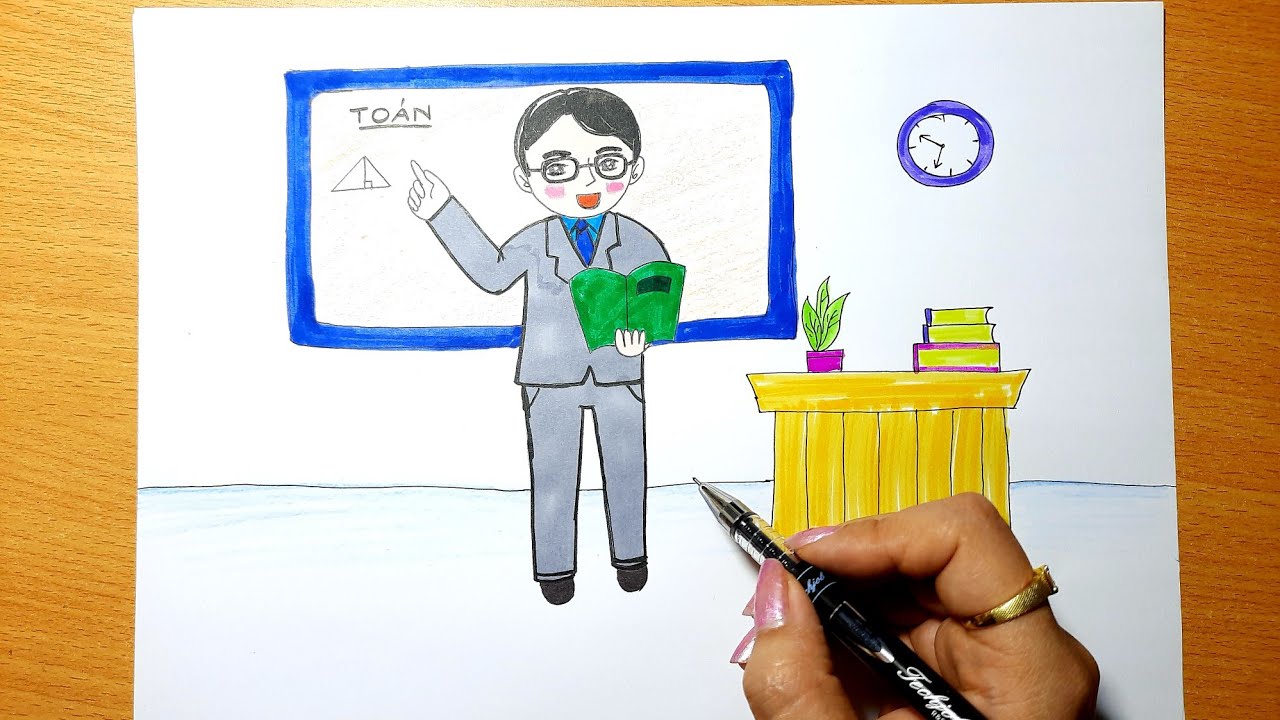 vẽ thầy giáo đang giảng bài - Hình 2