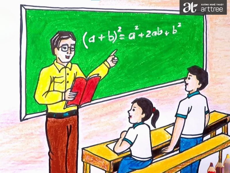 vẽ thầy giáo đang giảng bài - Hình 3