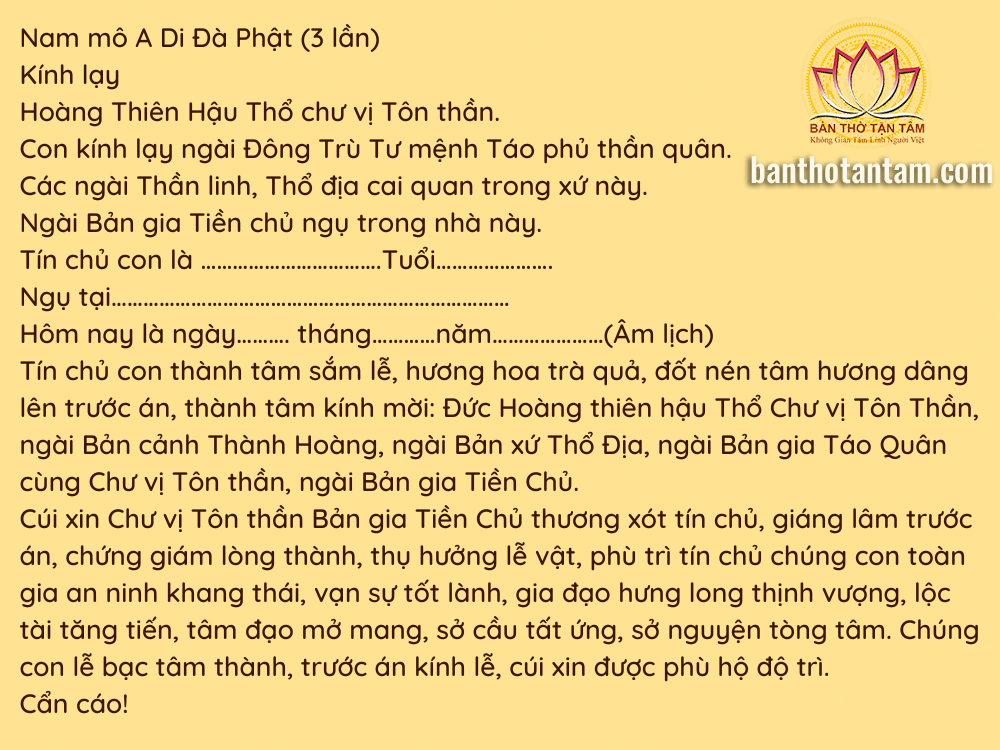 bài cúng bàn thông thiên