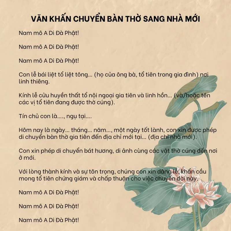 bài cúng chuyển bàn thờ
