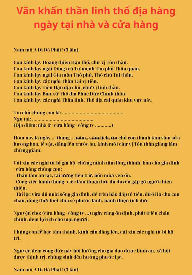 bài cúng hàng ngày tại nhà