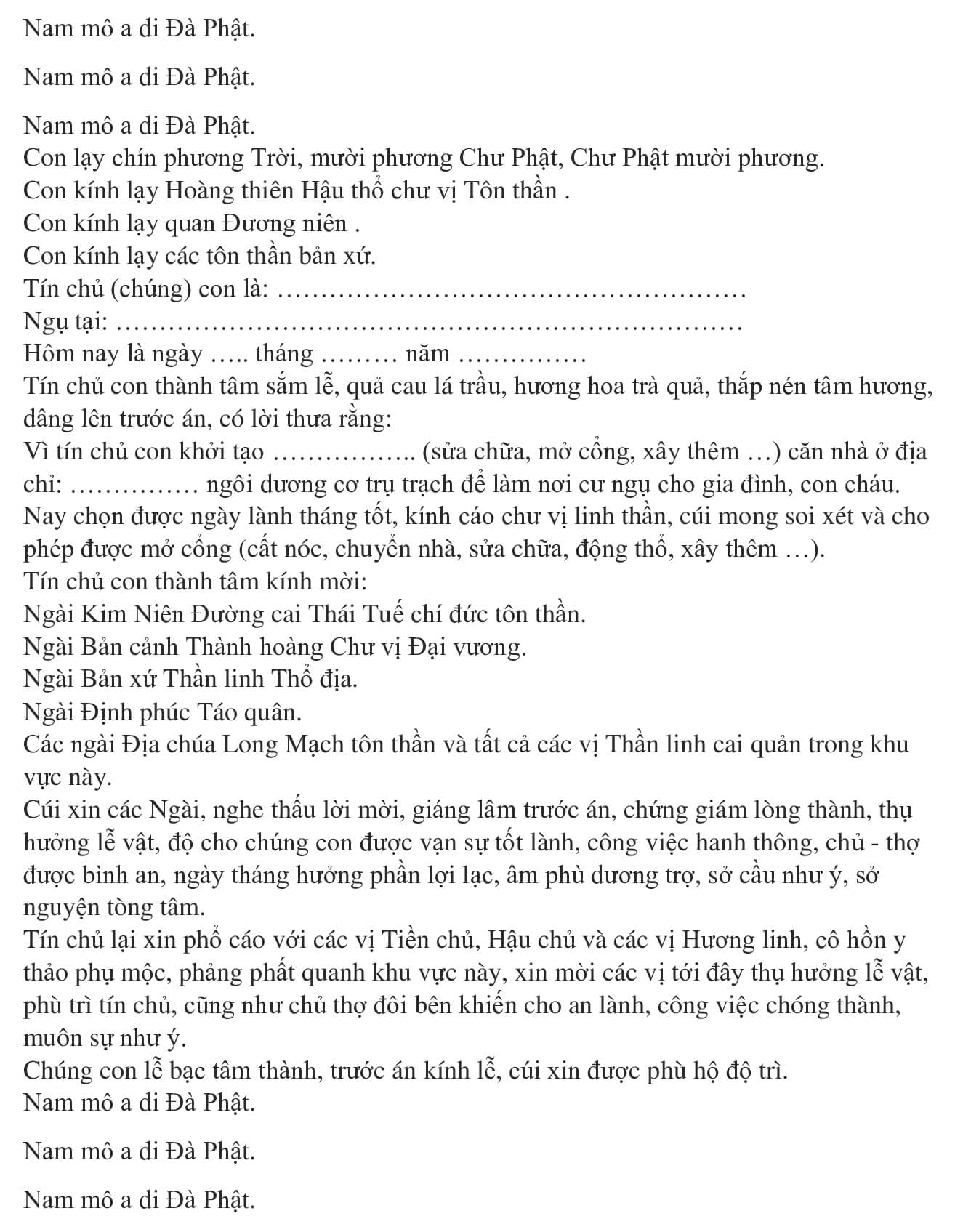 bài cúng mở cửa mả