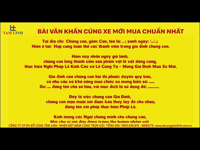 bài cúng mua xe mới