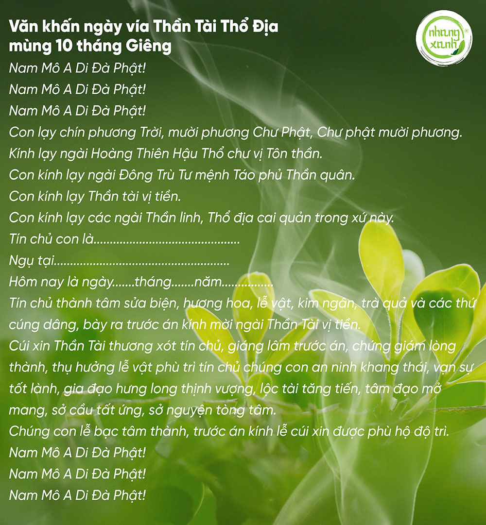 bài cúng thần tài ngày 10 tháng giêng