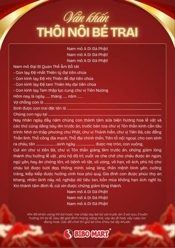 bài cúng thôi nôi cho con trai