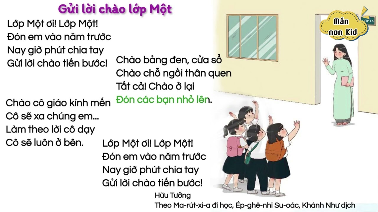 bài thơ gửi lời chào lớp 1 - Hình 1