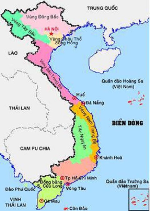 Hình ảnh bản đồ Biển Đông Việt Nam chi tiết khu vực biển đảo