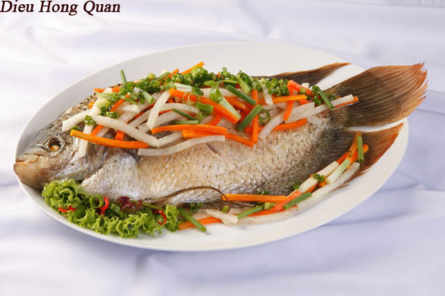 cá diêu hồng hấp cuốn bánh tráng - Hình 3