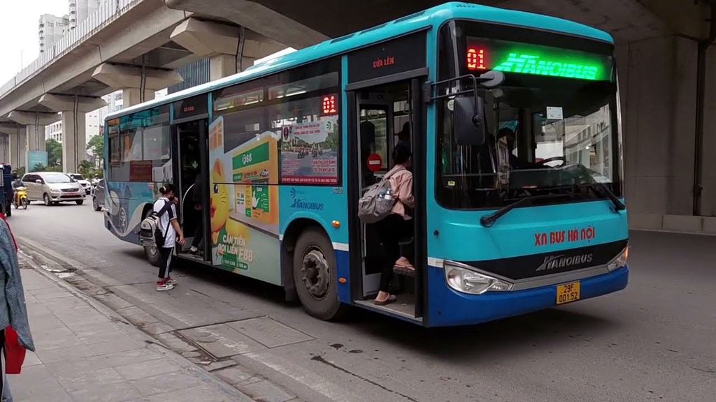 bản đồ các điểm dừng xe bus 01 Hà Nội rõ ràng