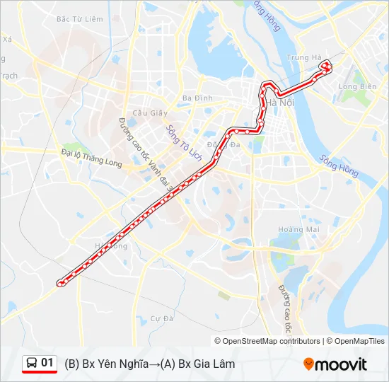 hình ảnh các điểm dừng xe bus 01 Hà Nội mới nhất