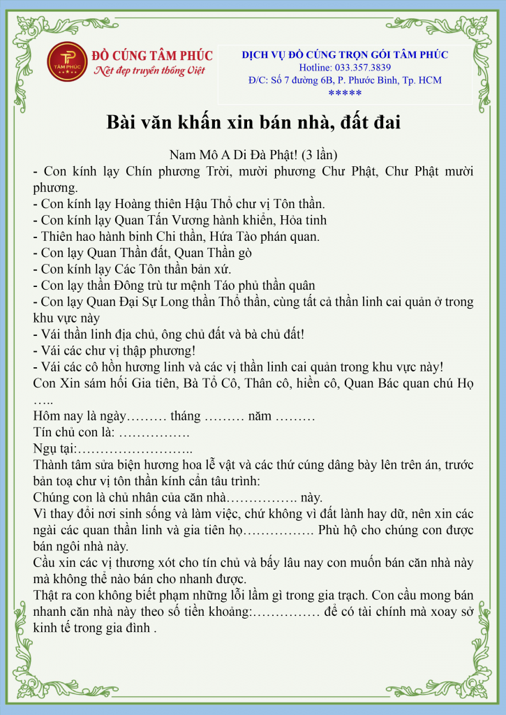 cách cúng xin bán được đất - Hình 3