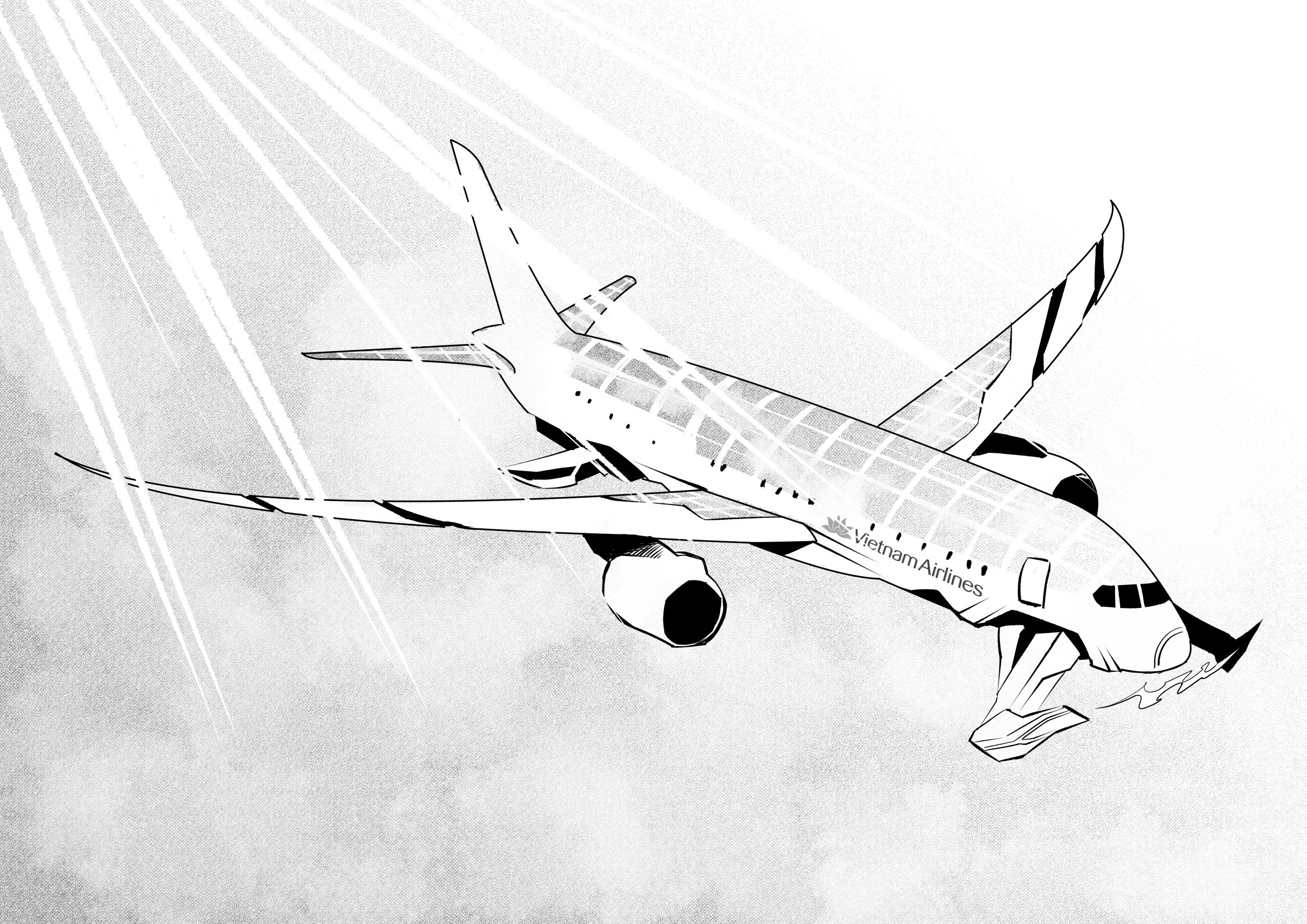 cách vẽ máy bay vietnam airline - Hình 2