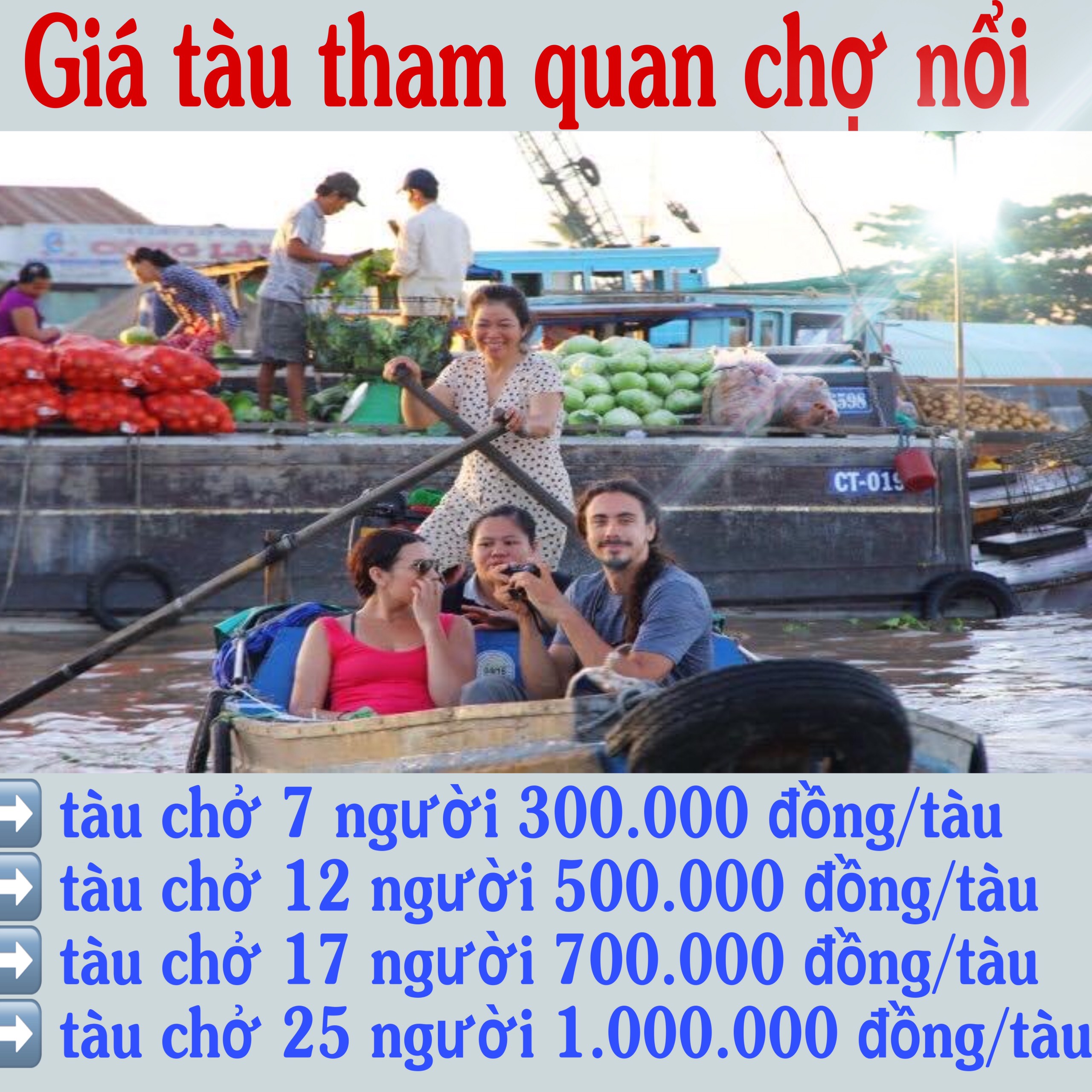 giá vé tàu tham quan chợ nổi cái răng - Hình 2