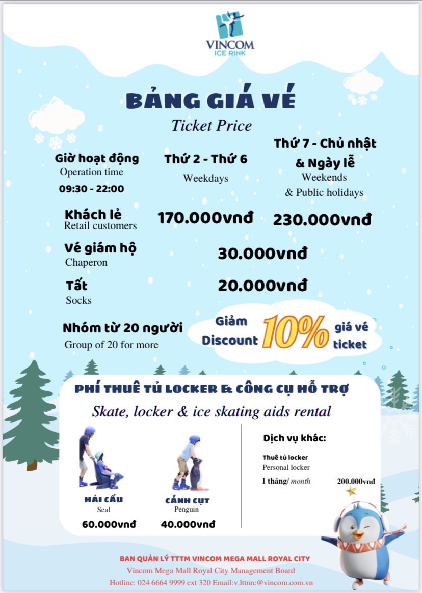 giá vé trượt patin ở royal city