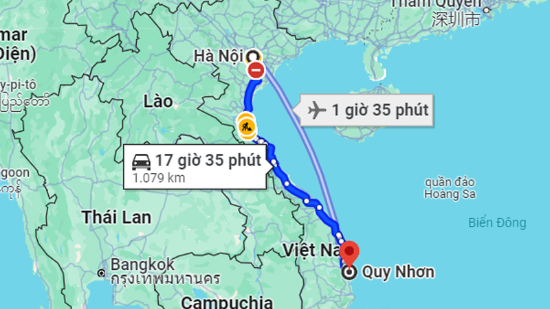 hà nội quy nhơn bao nhiêu km