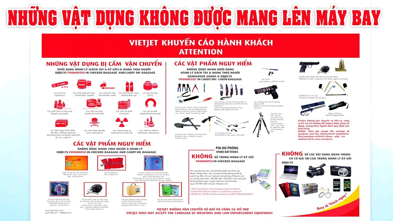 hành lý ký gửi không được mang những gì