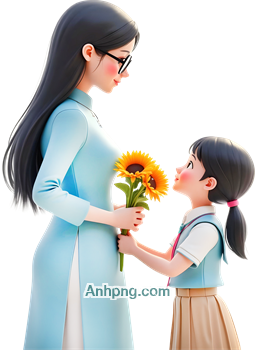 học sinh tặng hoa cô giáo