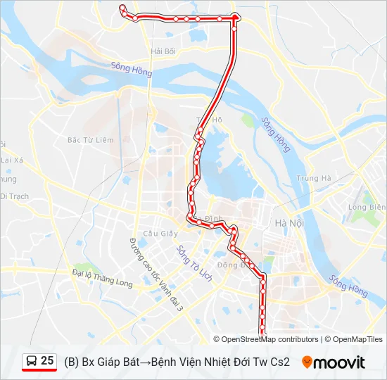 Hướng dẫn xem lộ trình xe bus 25 Hà Nội mới nhất cho người mới