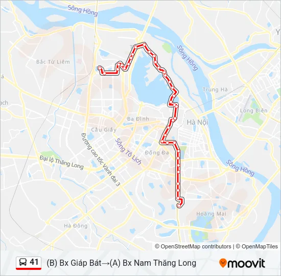 lộ trình xe bus 41 hà nội mới nhất