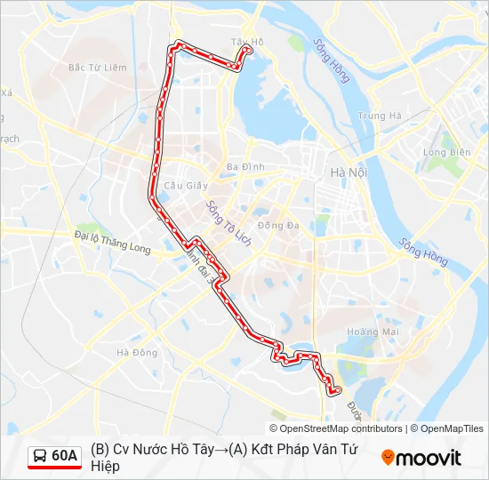 lộ trình xe bus 60a hà nội mới nhất