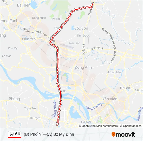 lộ trình xe bus 64 hà nội mới nhất