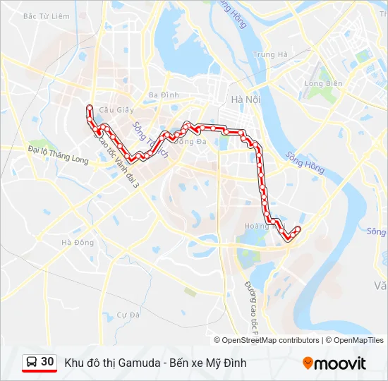 lộ trình xe buýt 30 hà nội