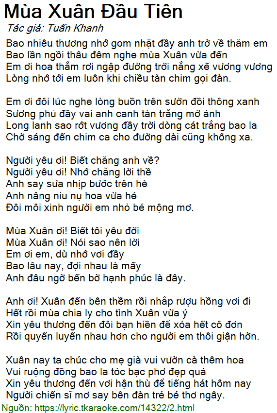 lời bài mùa xuân đầu tiên - Hình 2