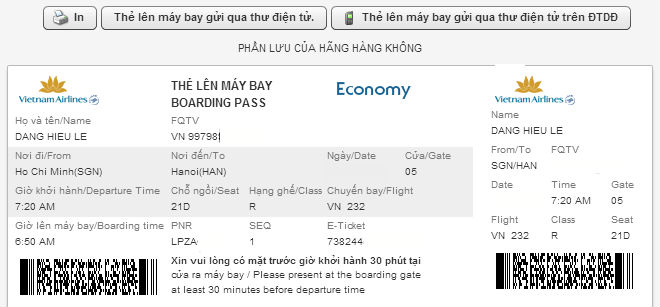 mẫu vé máy bay vietnam airlines - Hình 3