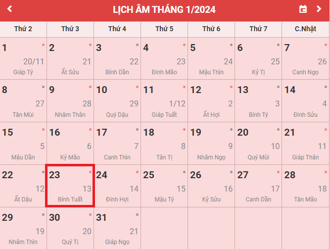 ngày 23 âm là ngày gì