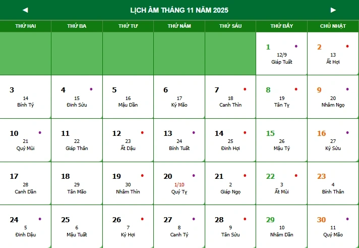 ngày đẹp tháng 11 âm lịch