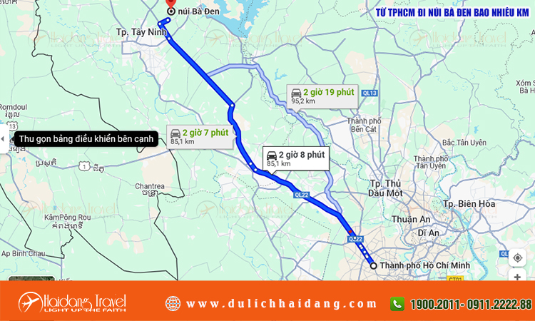 núi bà đen cách tp tây ninh bao nhiêu km