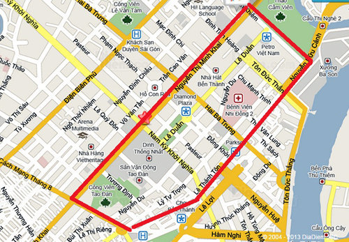 phố đi bộ nguyễn huệ map