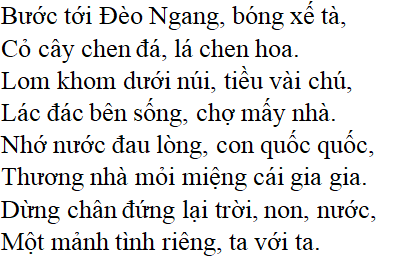qua đèo ngang thuộc thể thơ gì