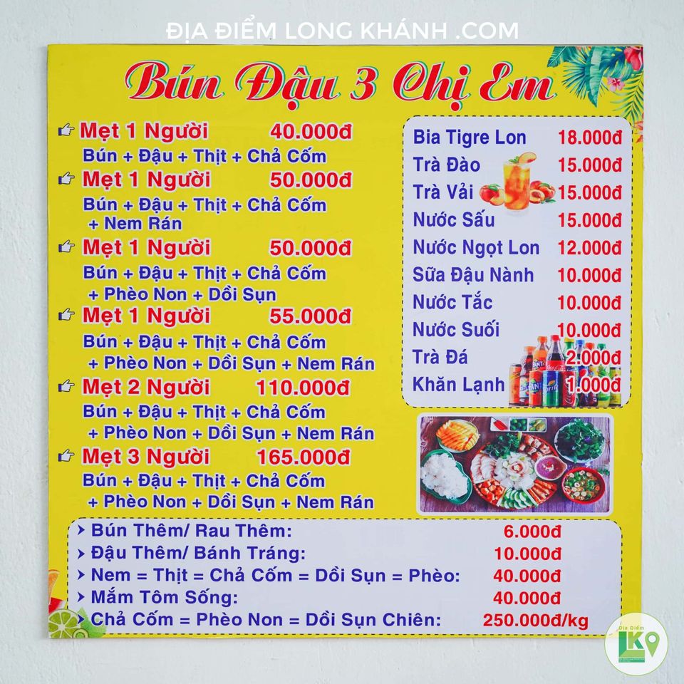 quán bún đậu 3 chị em