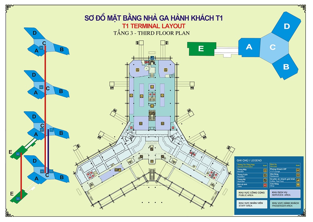 sơ đồ nhà ga t1 sân bay nội bài - Hình 2