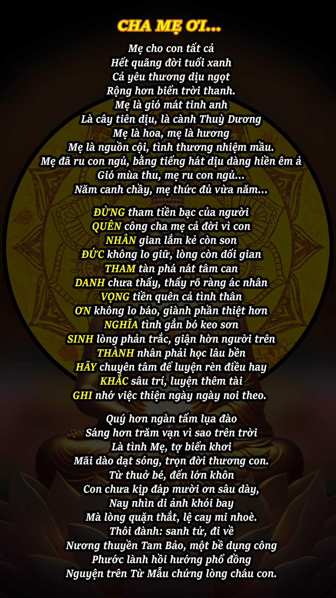 thơ về cha mẹ trong đạo phật - Hình 2