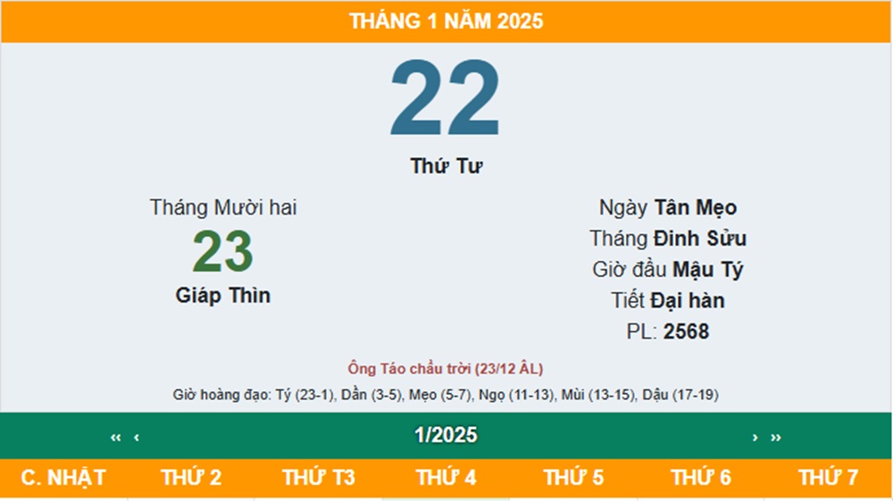 thời gian cúng ông công ông táo