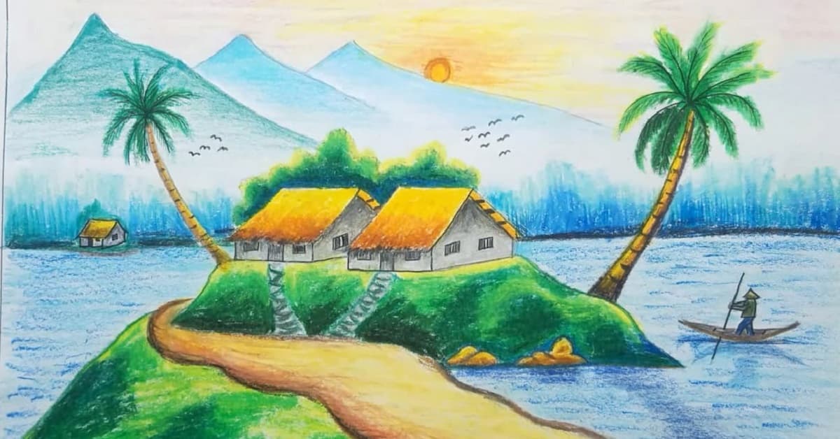 tranh phong cảnh đẹp dễ vẽ - Hình 4