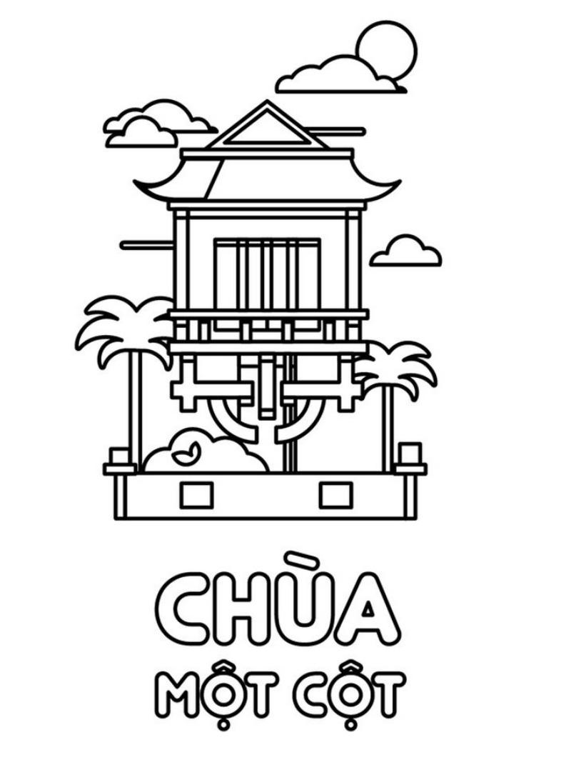 tranh tô màu chùa một cột - Hình 5