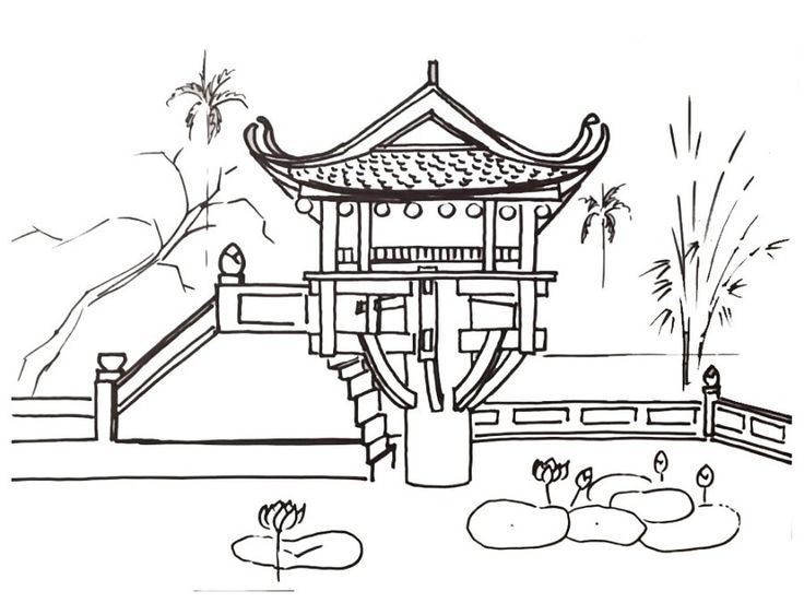 tranh vẽ chùa một cột của học sinh - Hình 2