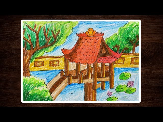 tranh vẽ chùa một cột của học sinh - Hình 3