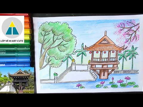 tranh vẽ chùa một cột của học sinh